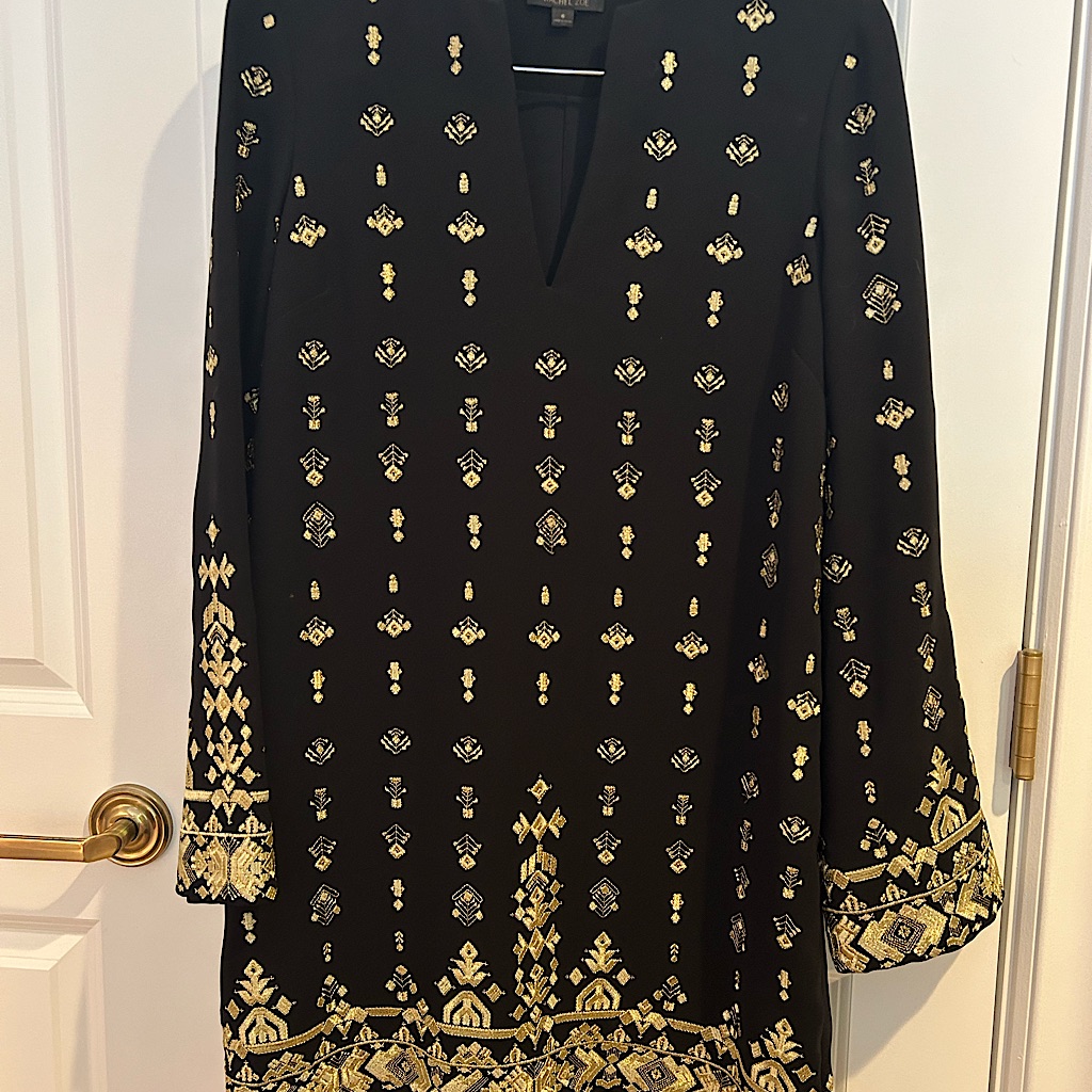 Rachael Zoe Gold Thread Embroidered Dress